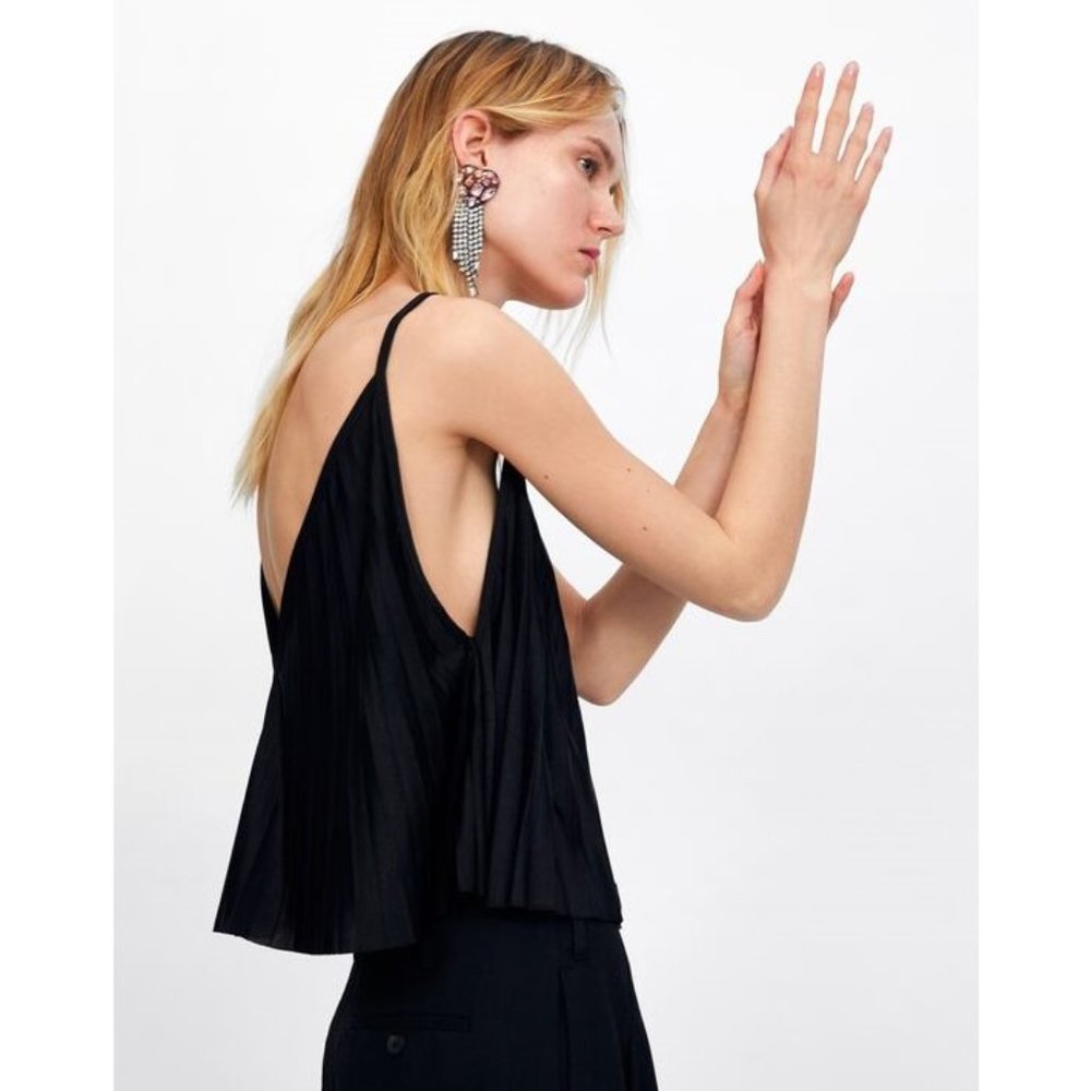 ZARA • Pleated Spaghetti Strap Tank Top